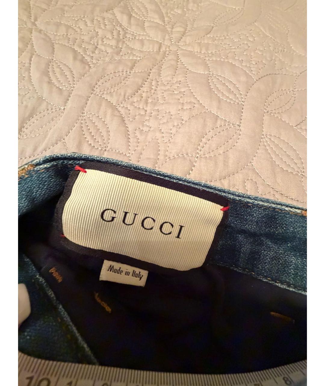 GUCCI Темно-синие хлопковые джинсы клеш, фото 4