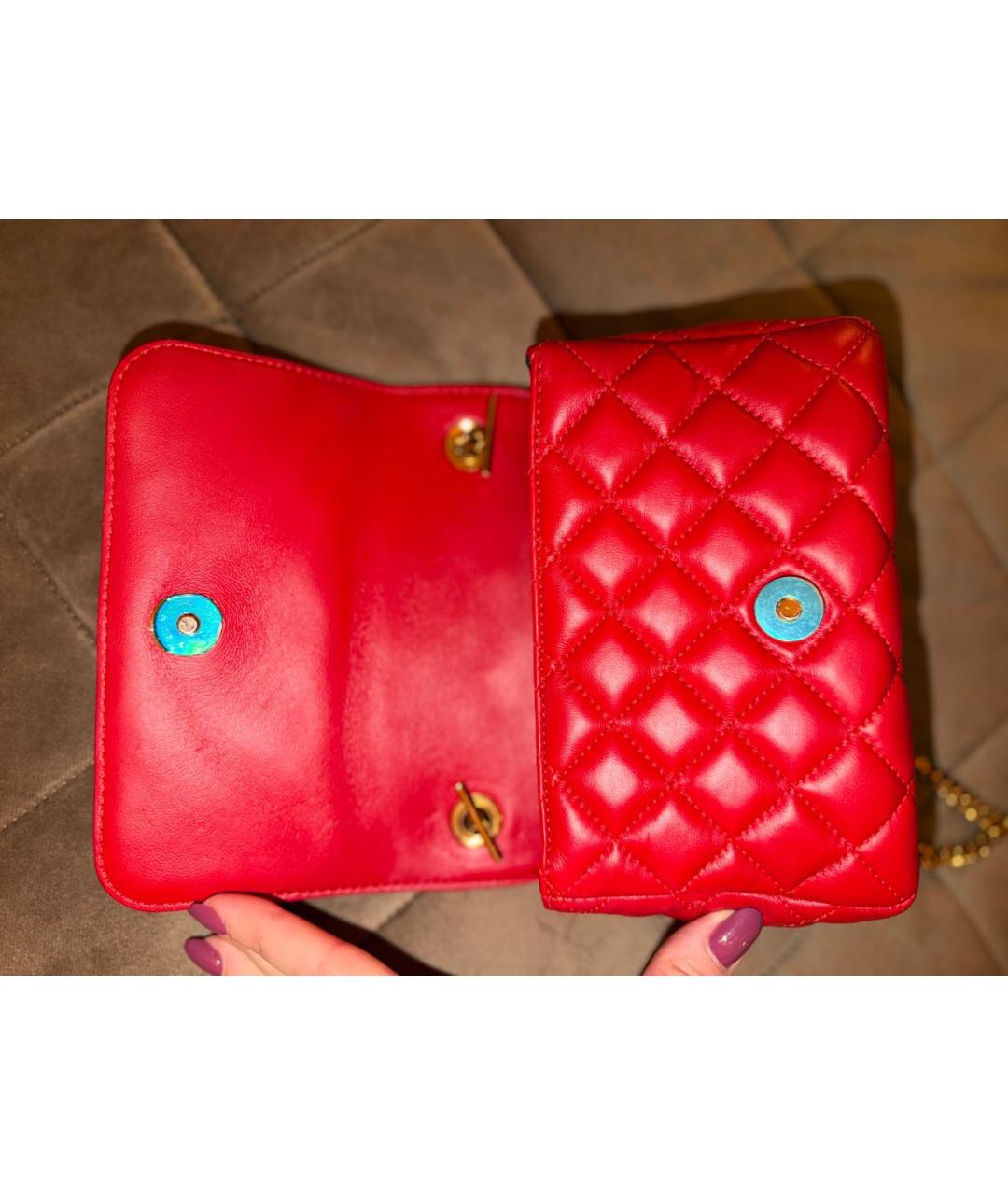 VERSACE Красная кожаная сумка через плечо, фото 3