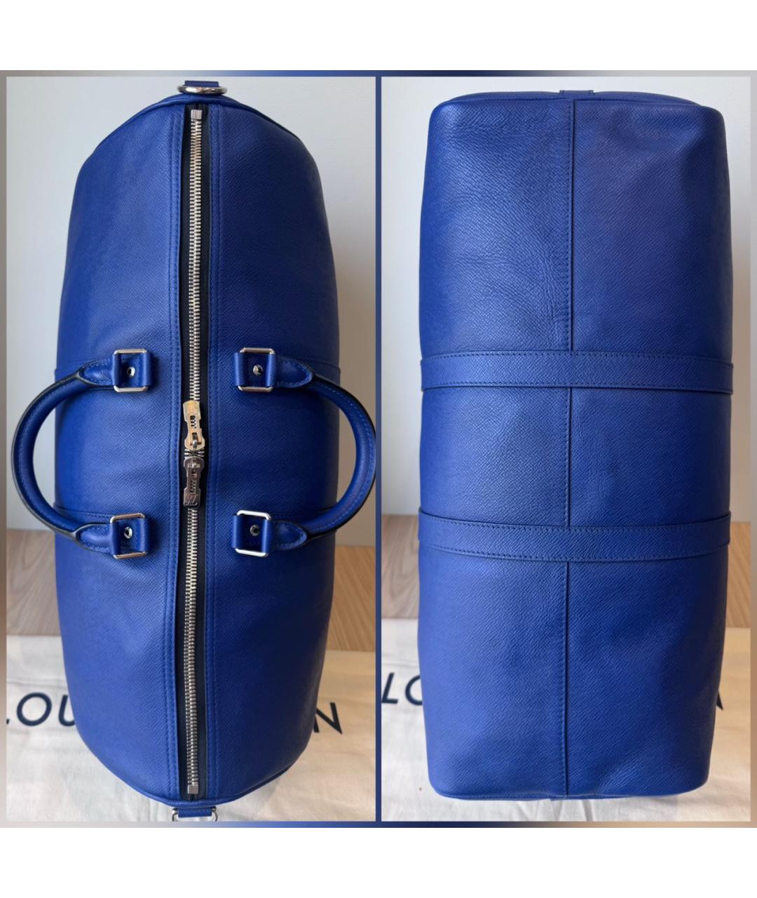 LOUIS VUITTON Синяя кожаная дорожная/спортивная сумка, фото 3