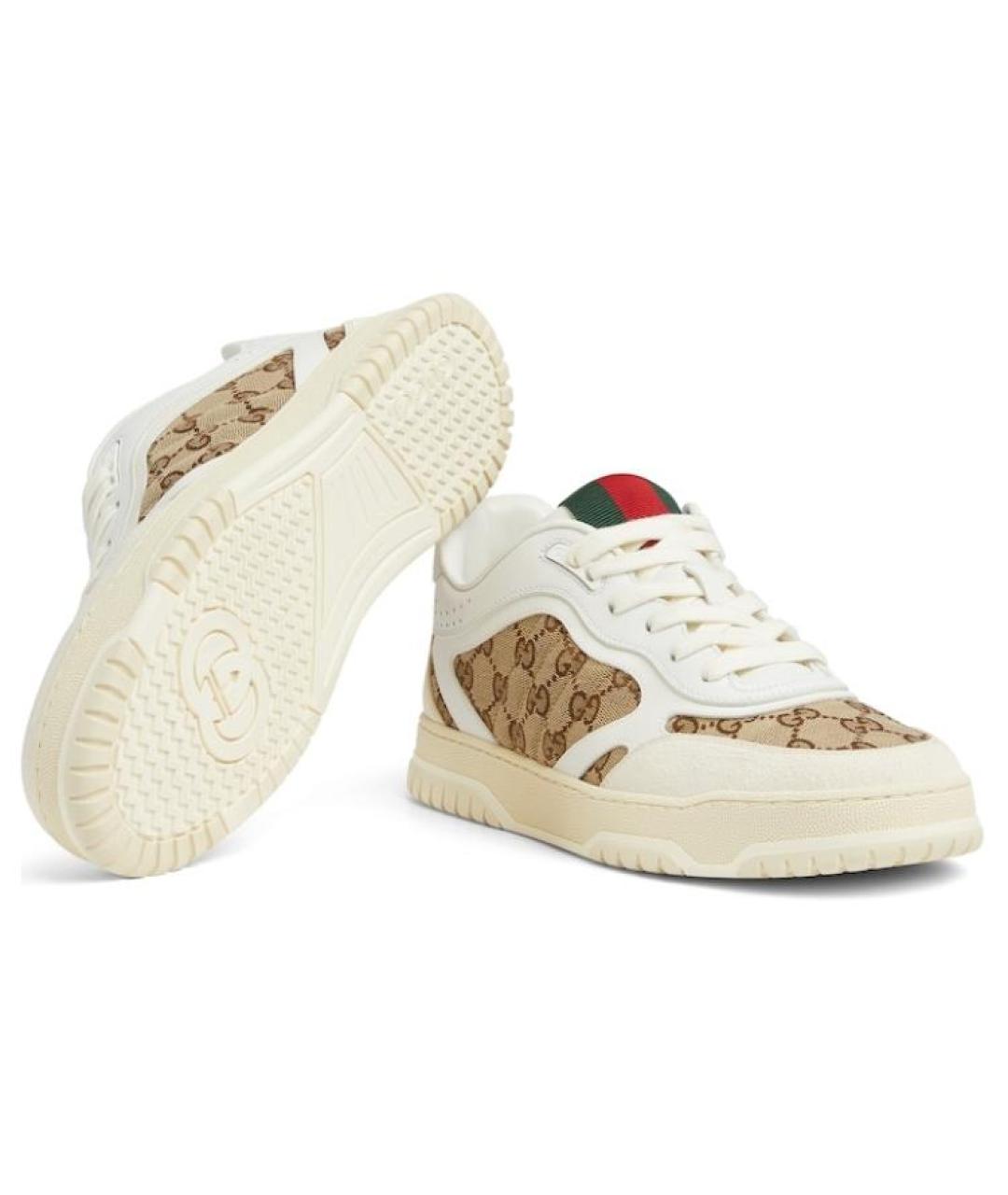 GUCCI Белые кожаные низкие кроссовки / кеды, фото 5