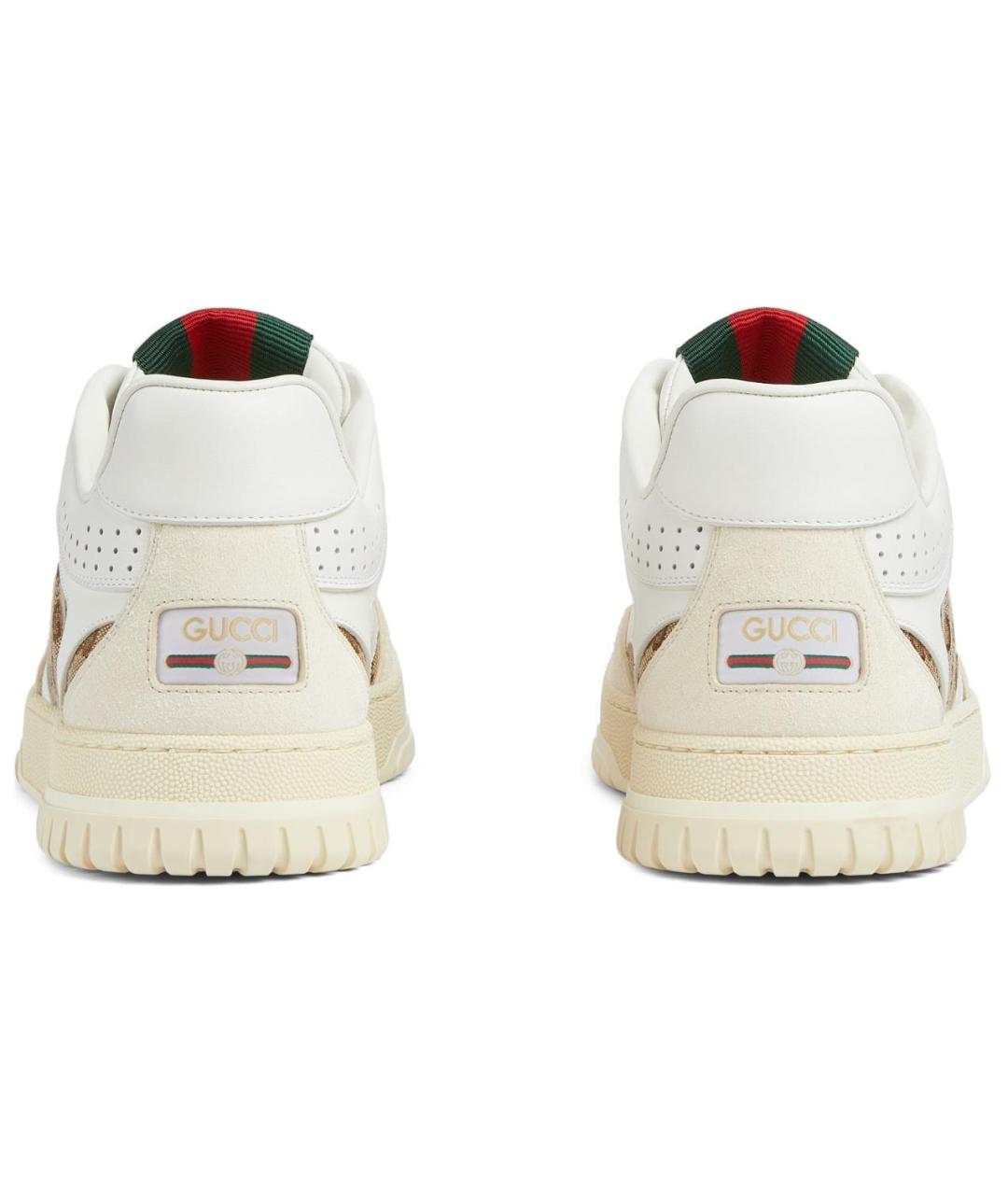 GUCCI Белые кожаные низкие кроссовки / кеды, фото 4