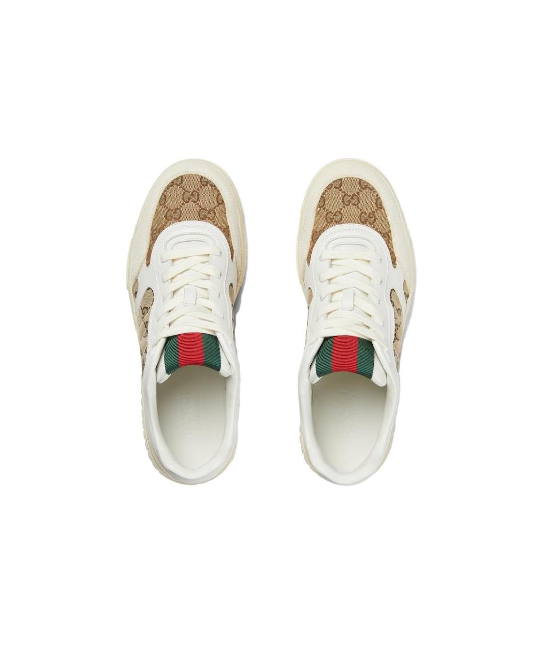 GUCCI Белые кожаные низкие кроссовки / кеды, фото 3