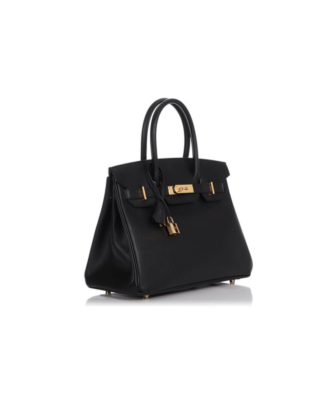 HERMES Черная кожаная сумка с короткими ручками, фото 2
