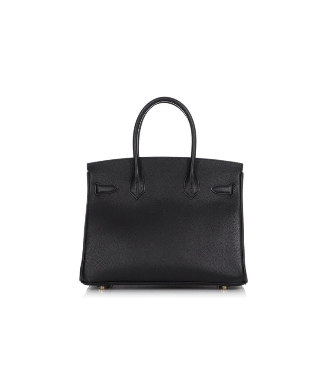 HERMES Черная кожаная сумка с короткими ручками, фото 4