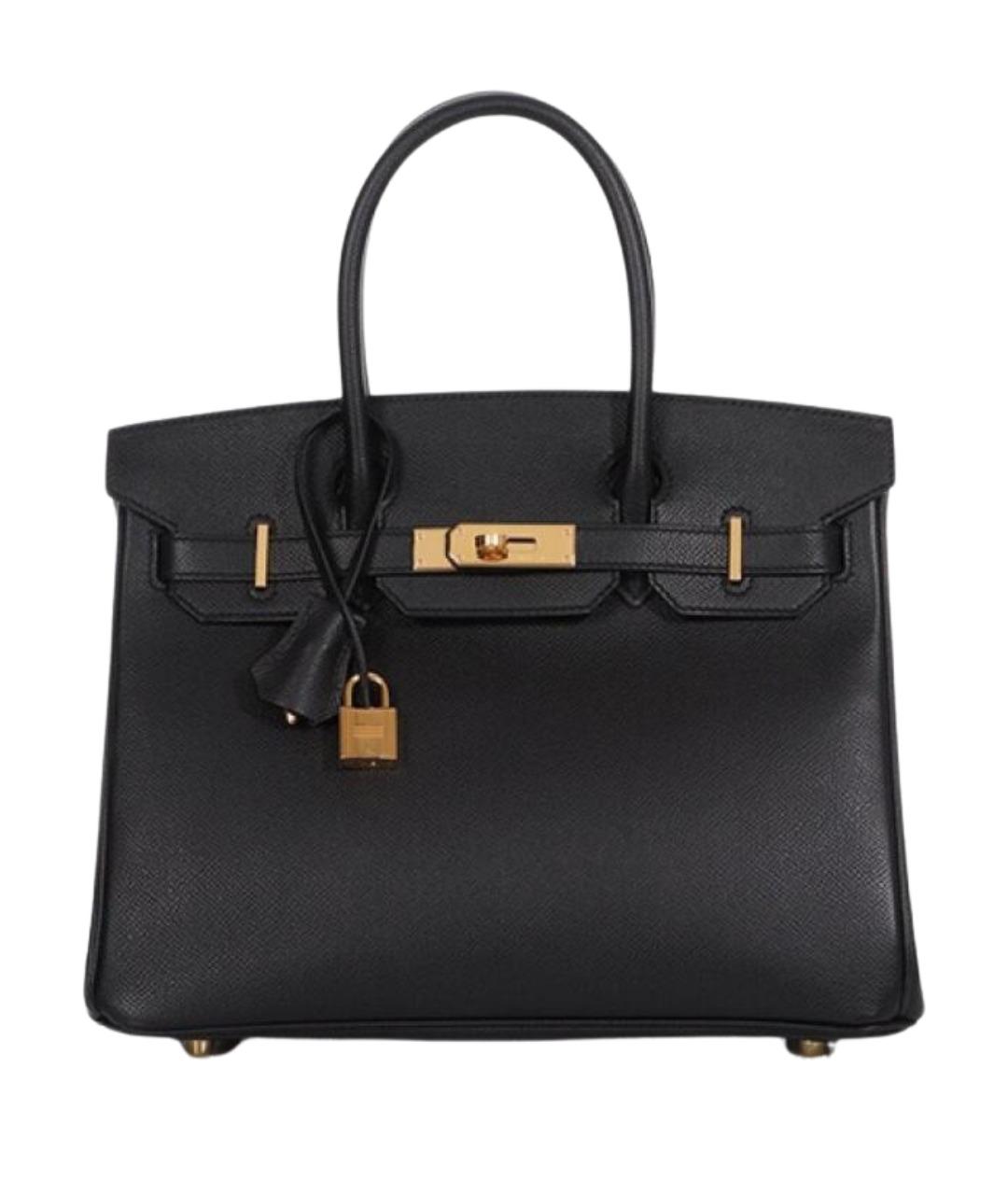 HERMES Черная кожаная сумка с короткими ручками, фото 1