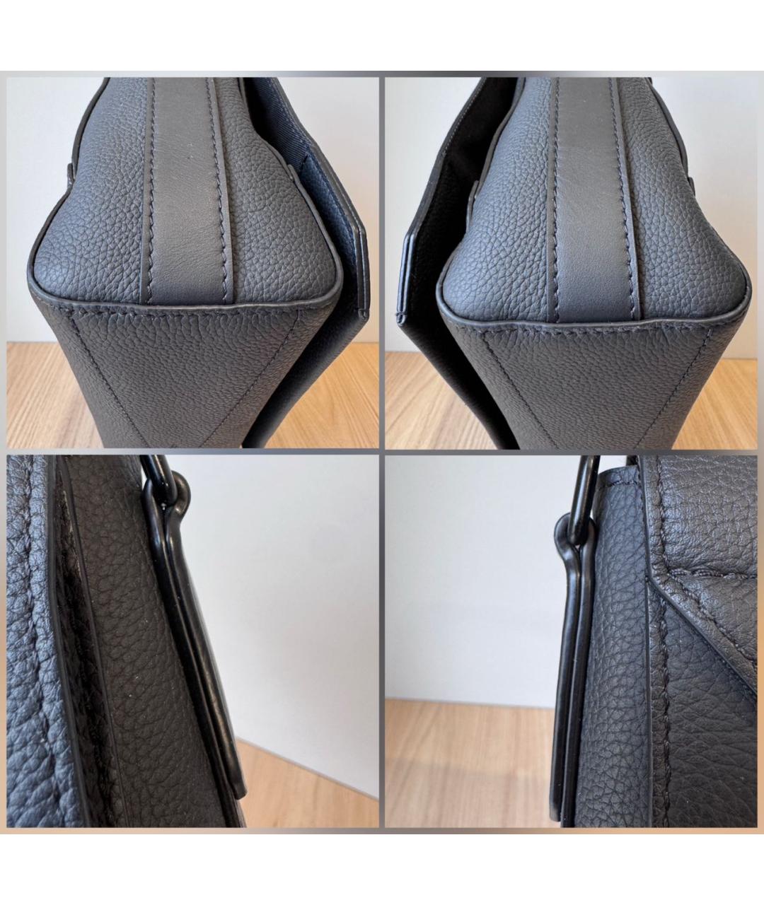 LOUIS VUITTON Черная кожаная сумка на плечо, фото 8