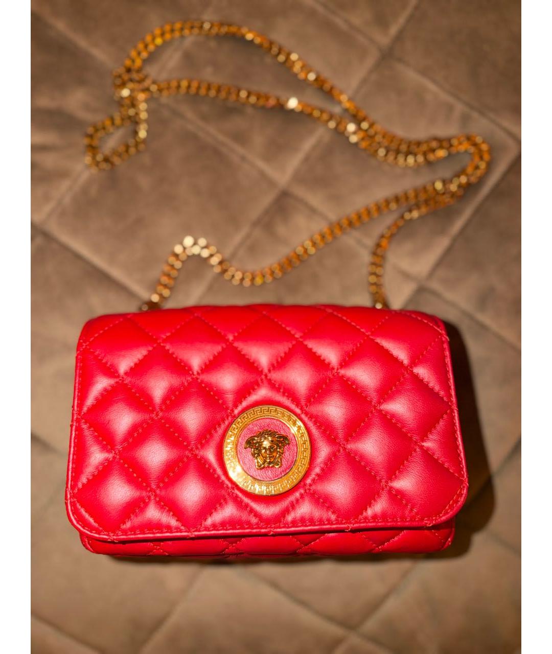 VERSACE Красная кожаная сумка через плечо, фото 8