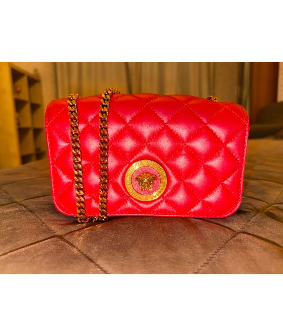VERSACE Красная кожаная сумка через плечо, фото 9