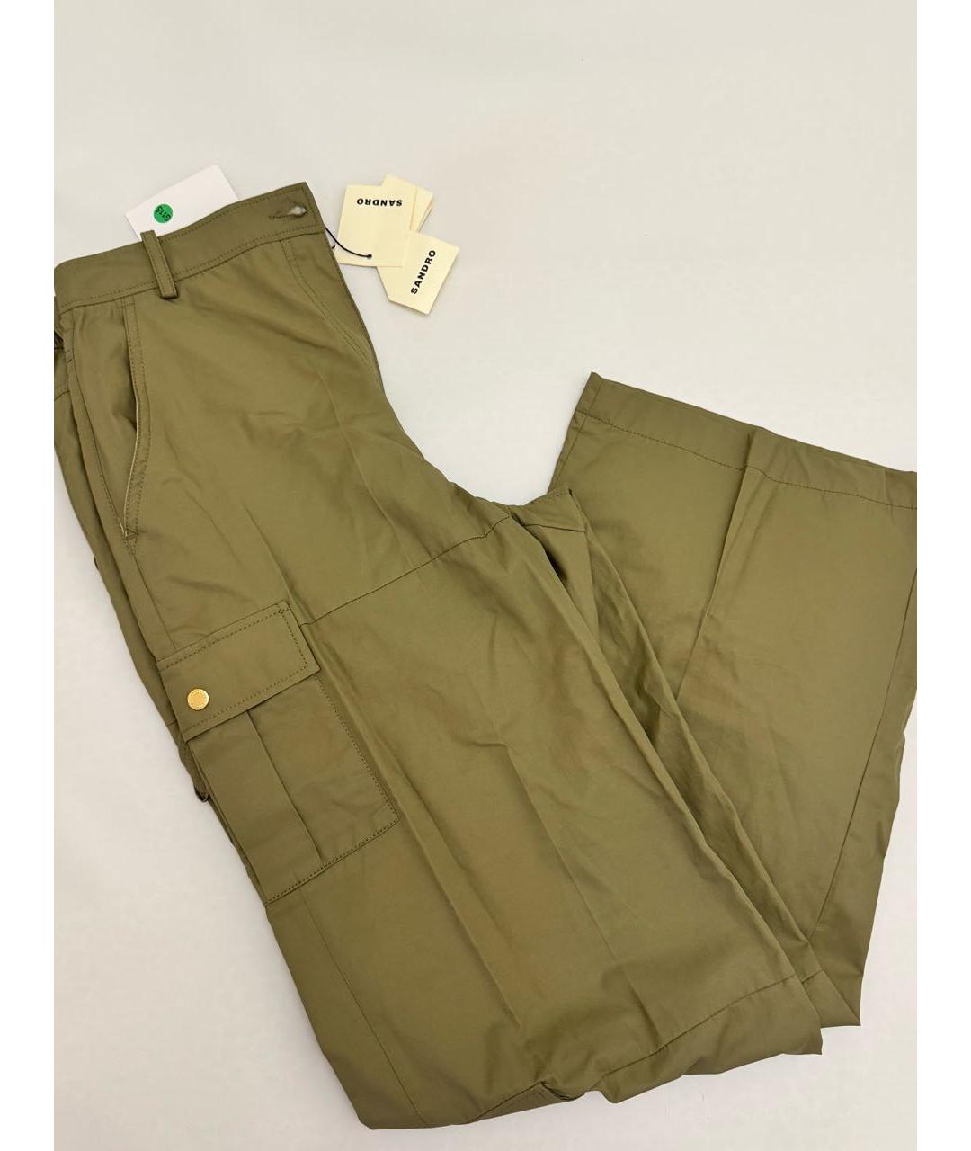 SANDRO Хаки хлопковые брюки широкие, фото 3