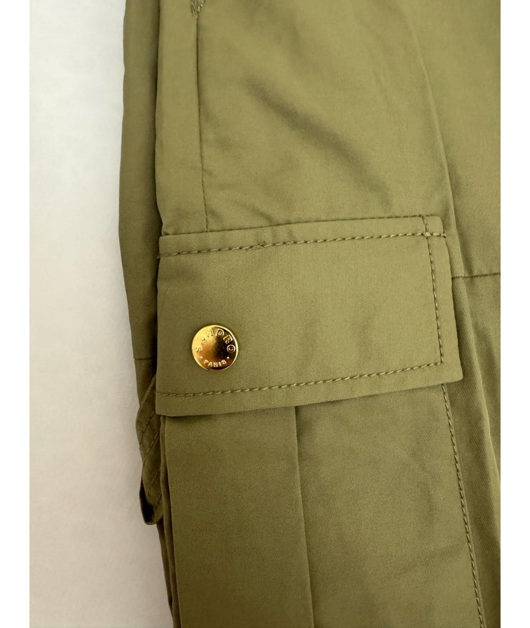 SANDRO Хаки хлопковые брюки широкие, фото 4