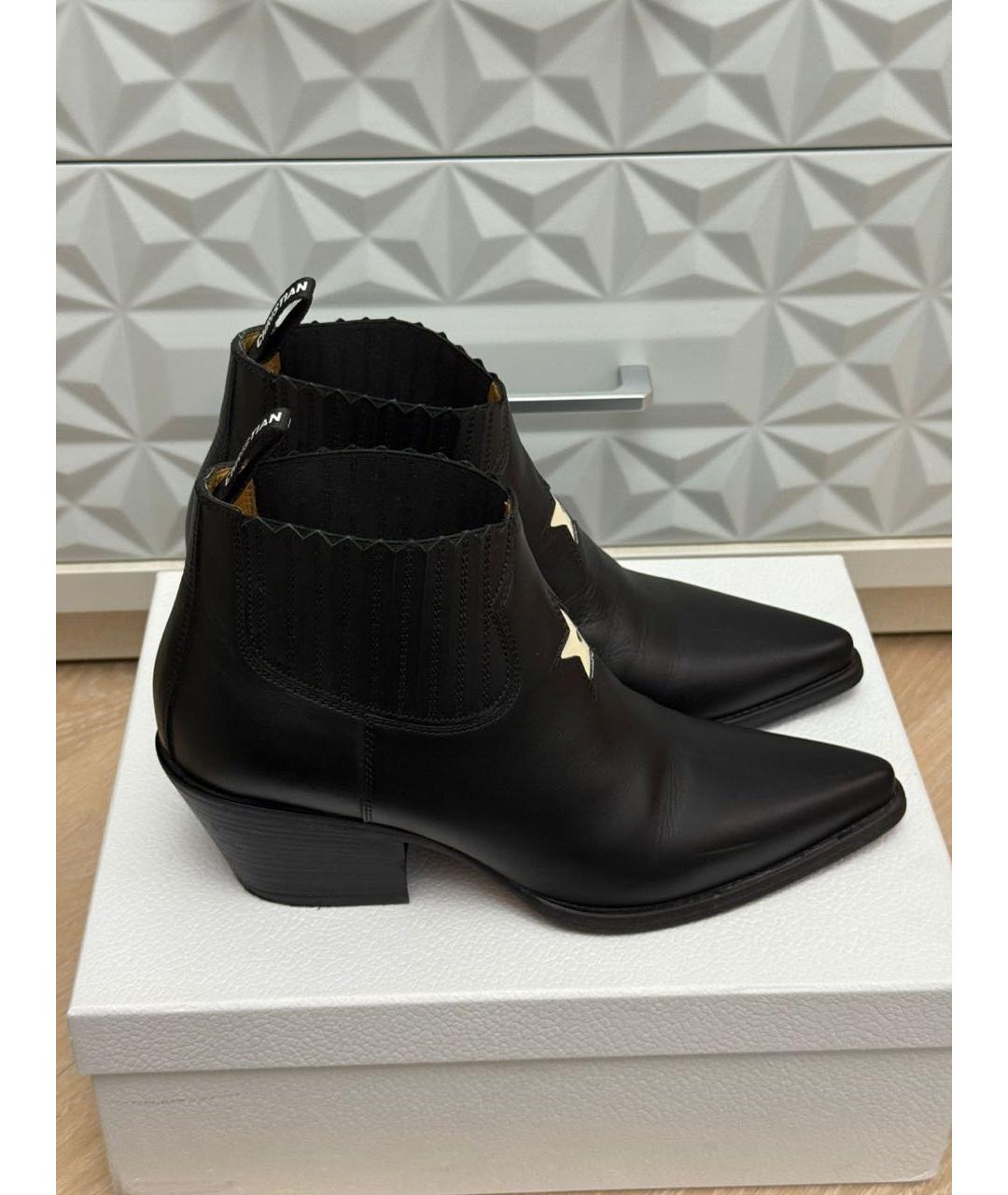 CHRISTIAN DIOR Черные кожаные ботильоны, фото 3