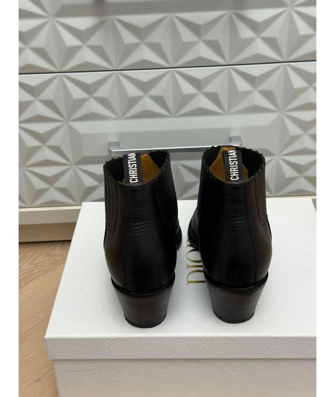 CHRISTIAN DIOR Черные кожаные ботильоны, фото 5