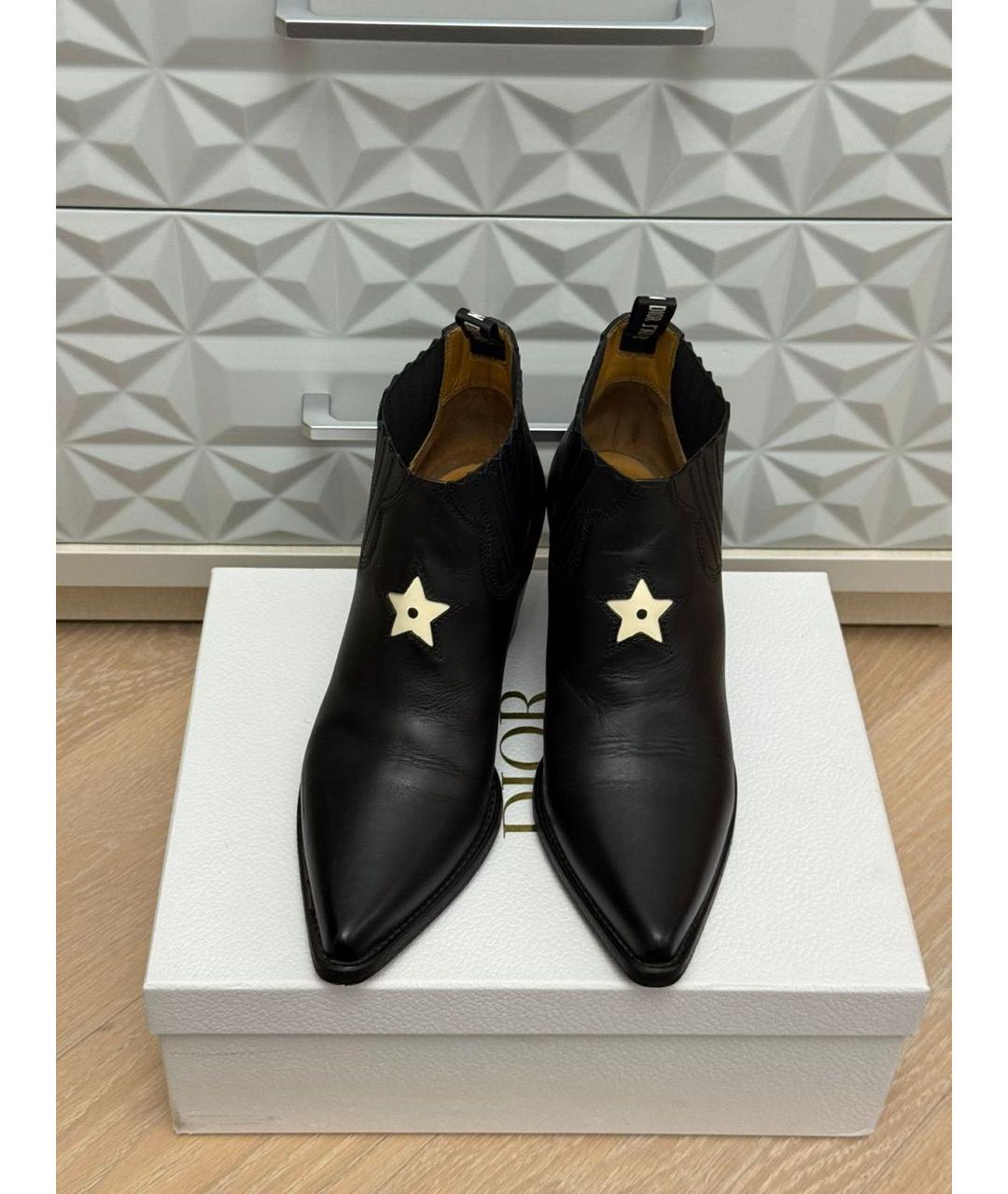 CHRISTIAN DIOR Черные кожаные ботильоны, фото 6