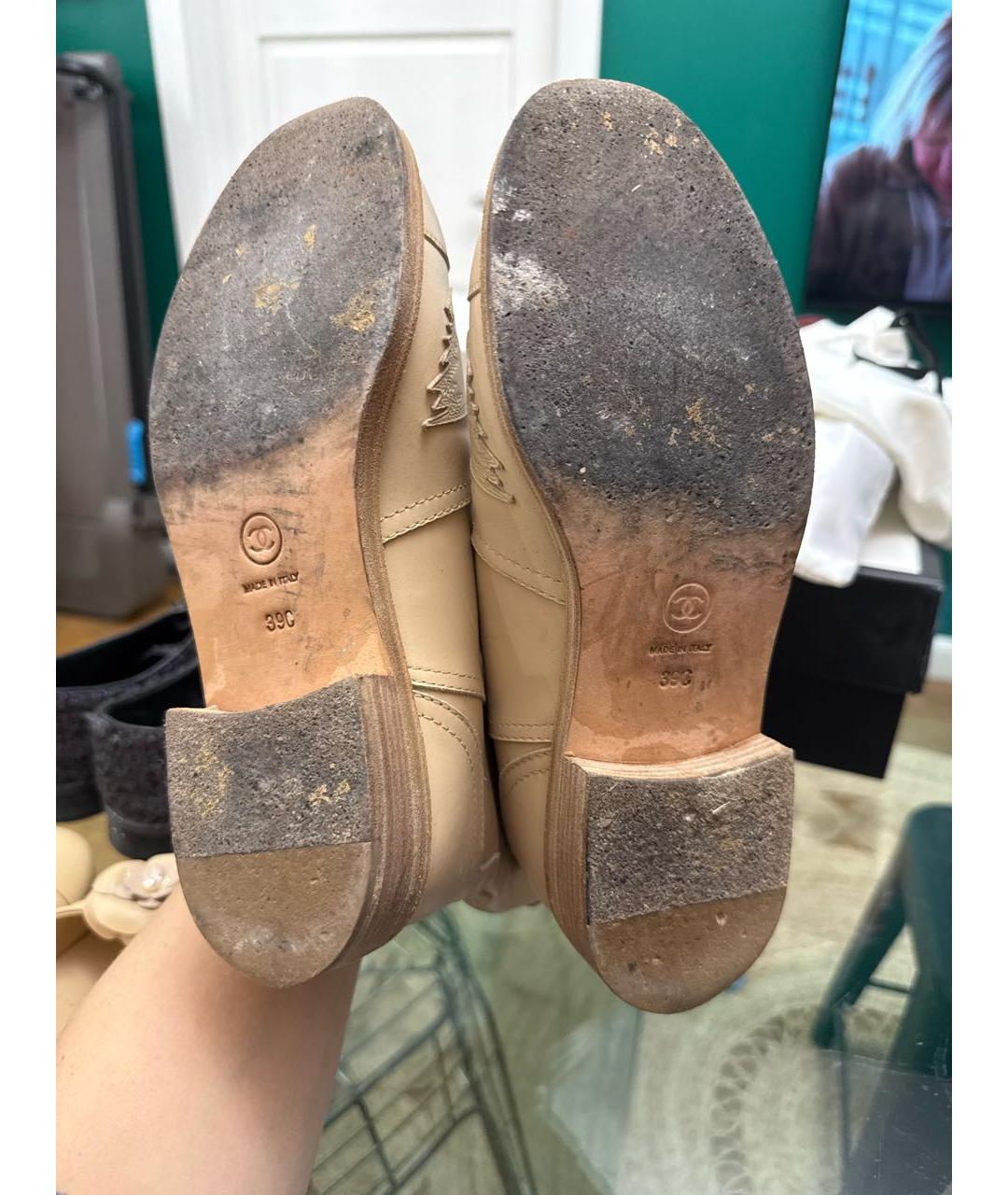 CHANEL Бежевые кожаные сапоги, фото 5