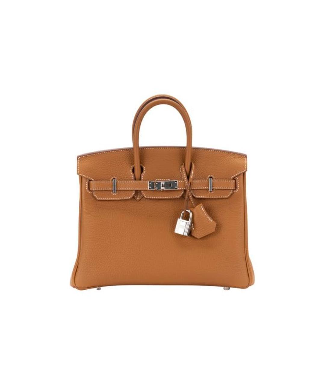 HERMES Коричневая кожаная сумка с короткими ручками, фото 6