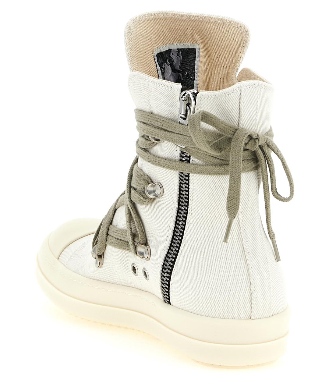 RICK OWENS DRKSHDW Бежевые текстильные высокие кроссовки / кеды, фото 2