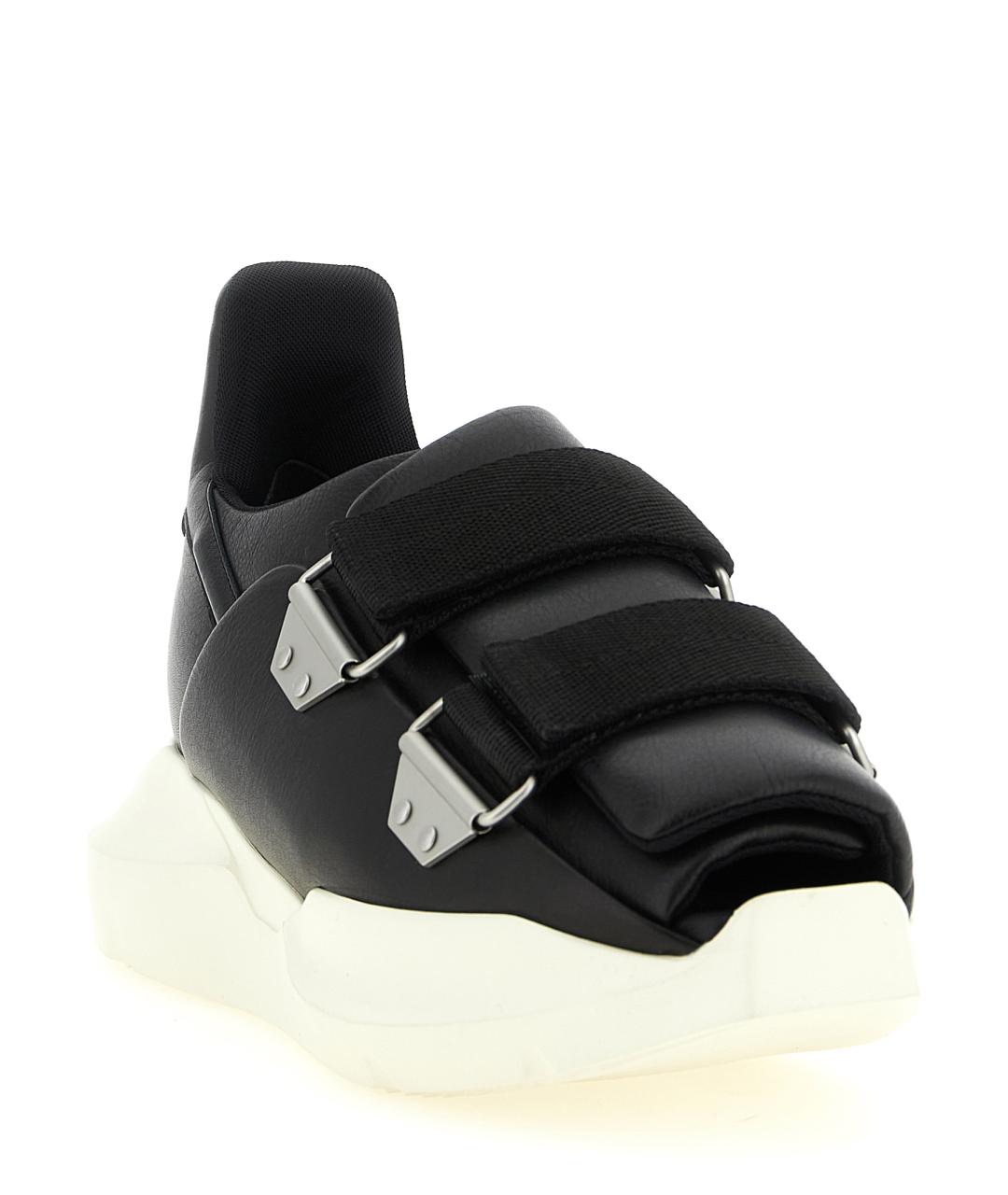 RICK OWENS Черные кожаные низкие кроссовки / кеды, фото 2