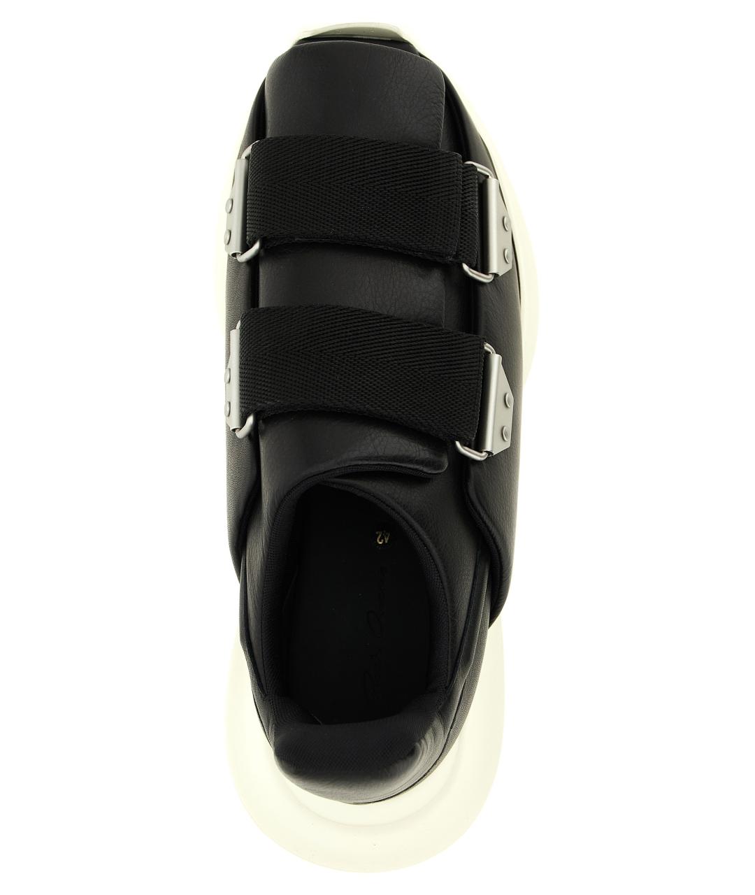 RICK OWENS Черные кожаные низкие кроссовки / кеды, фото 4