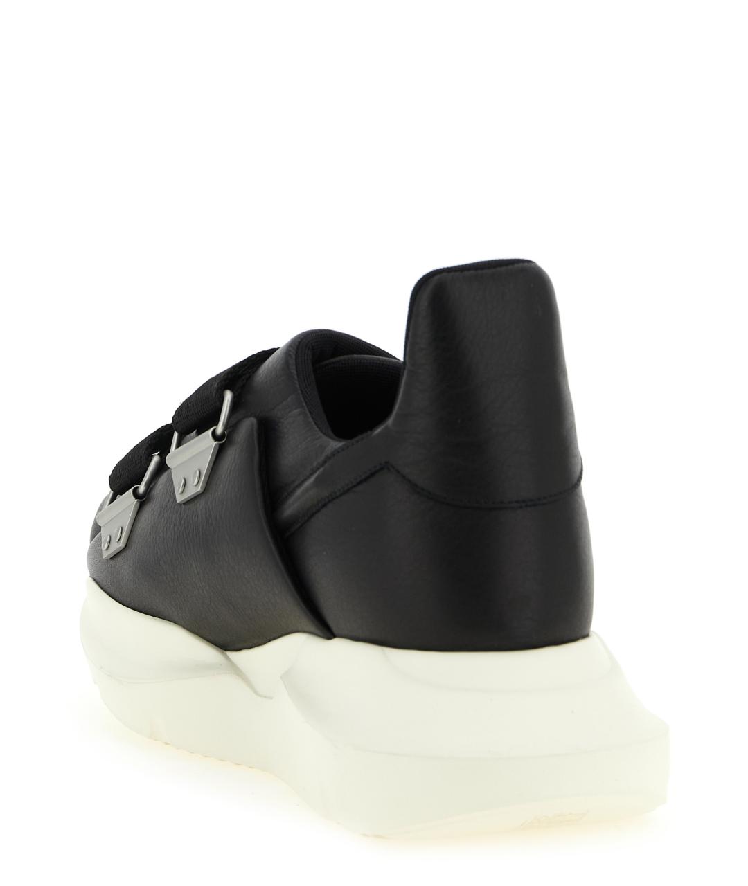 RICK OWENS Черные кожаные низкие кроссовки / кеды, фото 3