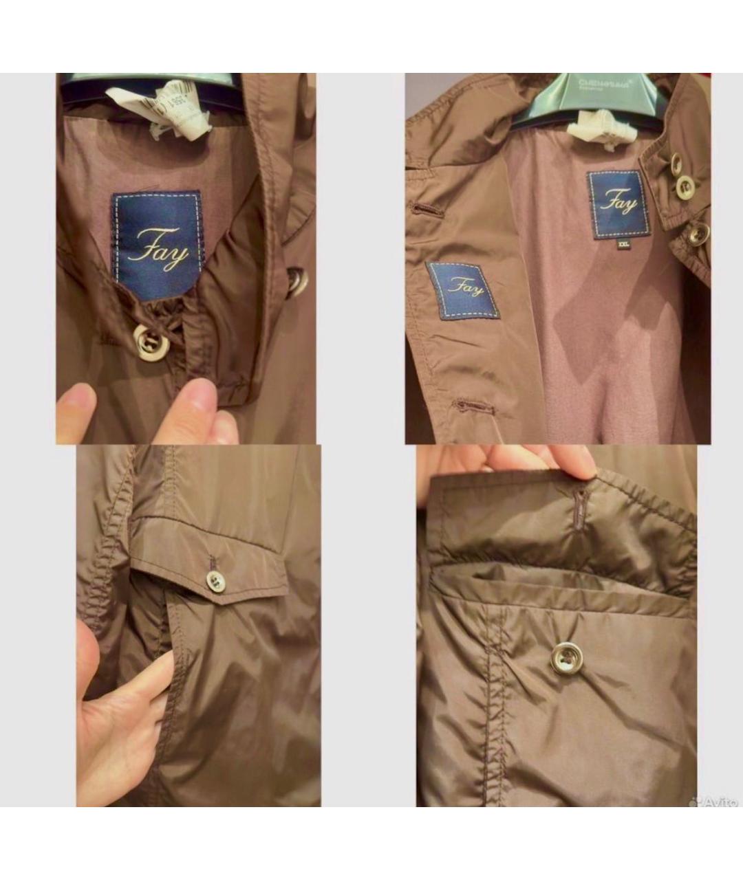 FAY Коричневый полиамидовый тренч/плащ, фото 6