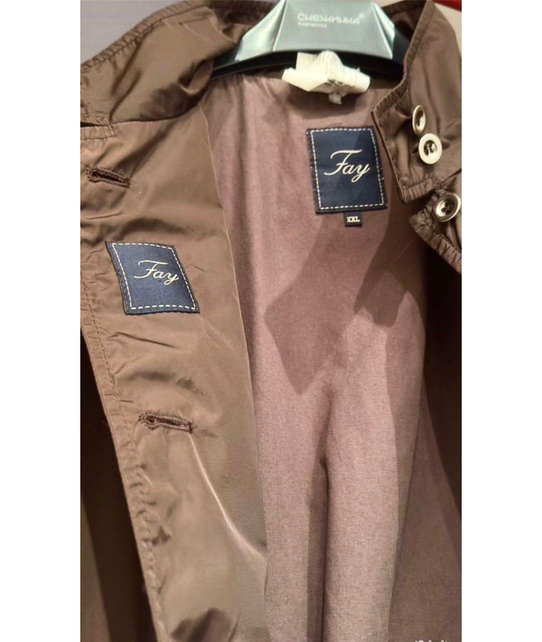 FAY Коричневый полиамидовый тренч/плащ, фото 7