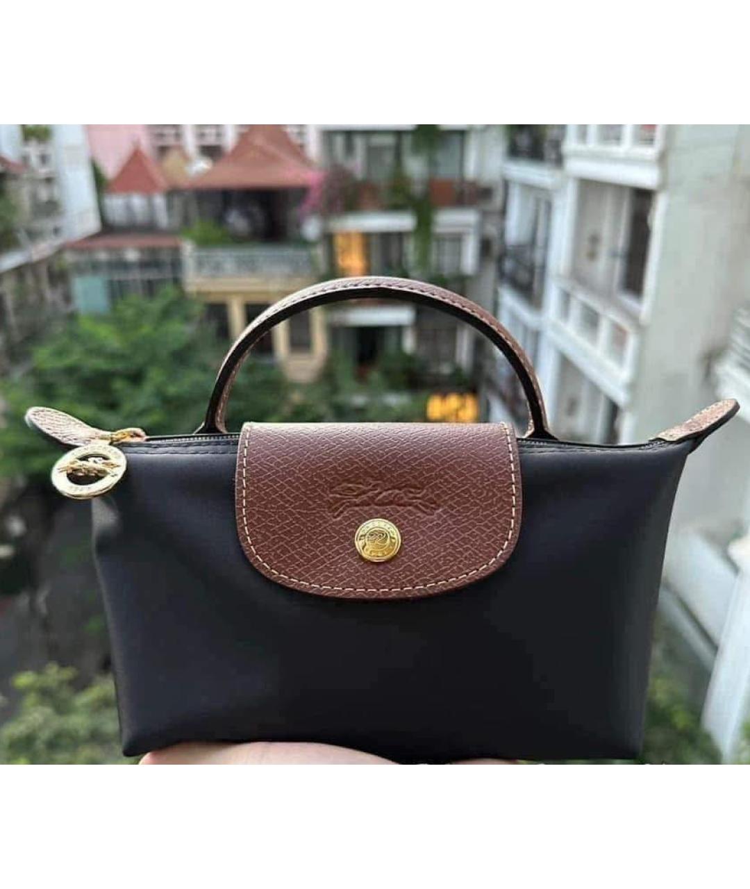 LONGCHAMP Черная тканевая сумка с короткими ручками, фото 4