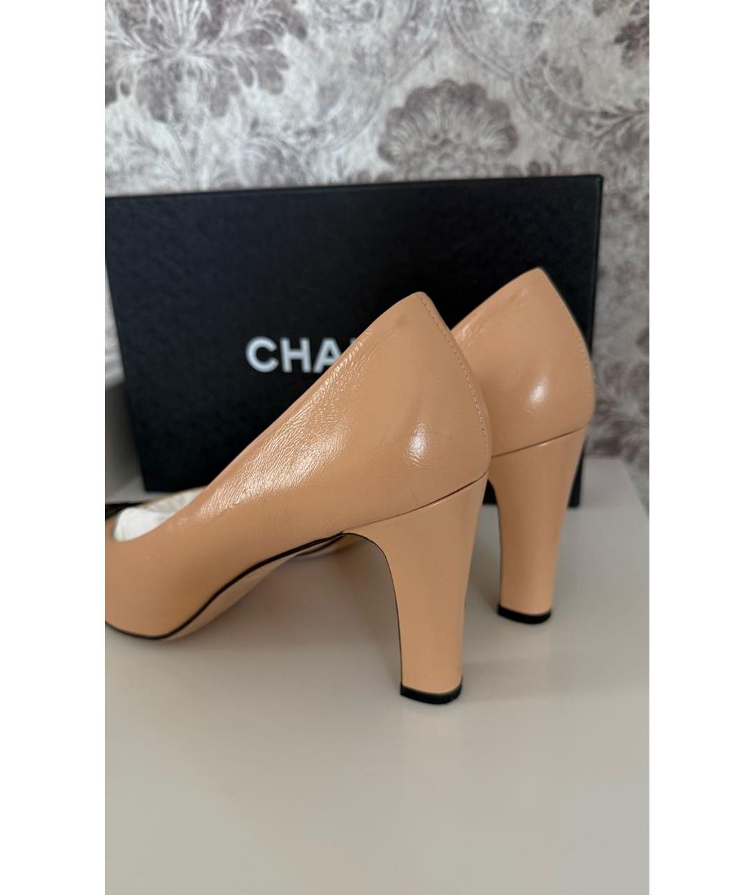 CHANEL Бежевые кожаные туфли, фото 5