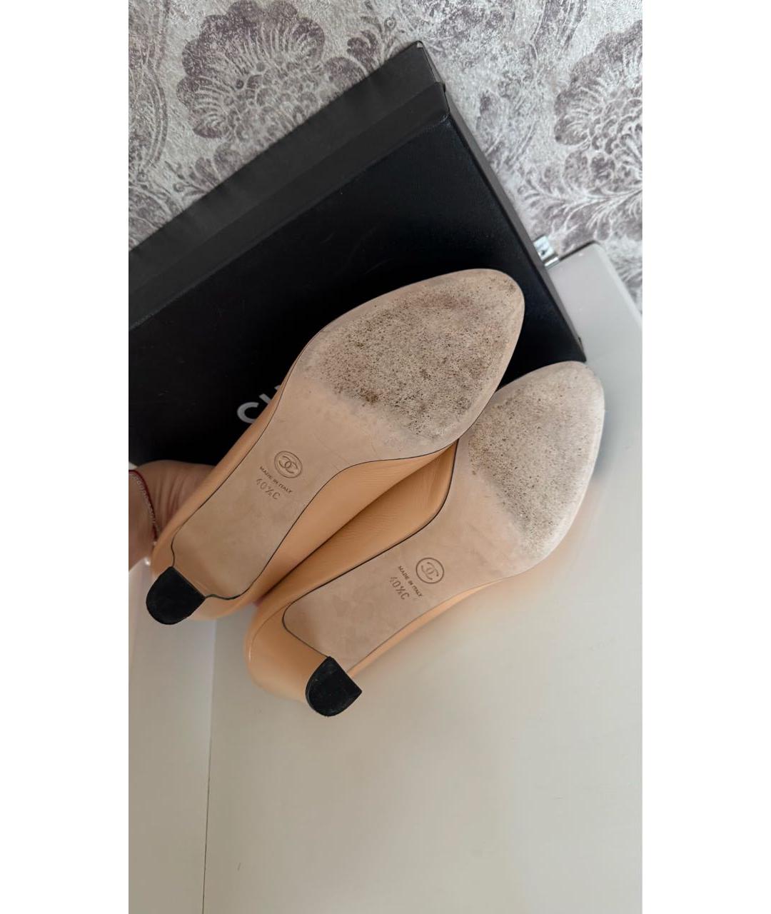 CHANEL Бежевые кожаные туфли, фото 6