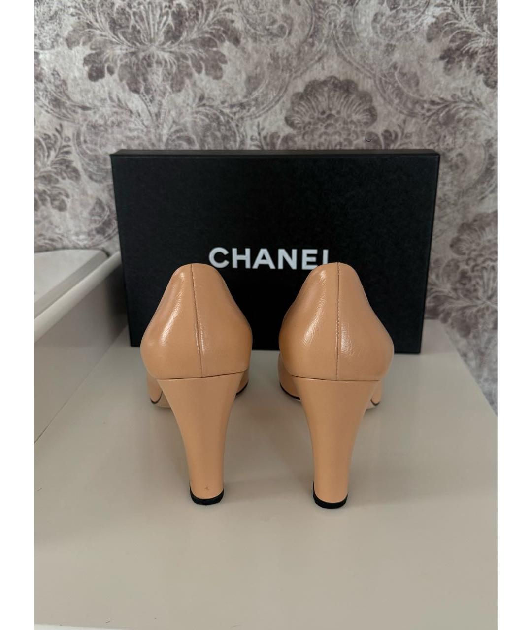 CHANEL Бежевые кожаные туфли, фото 4