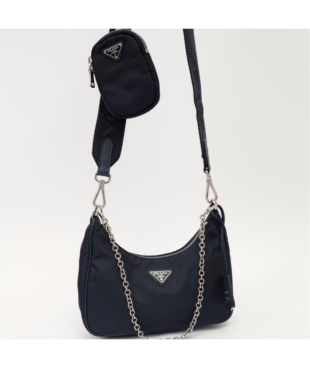 PRADA Темно-синяя тканевая сумка через плечо, фото 5