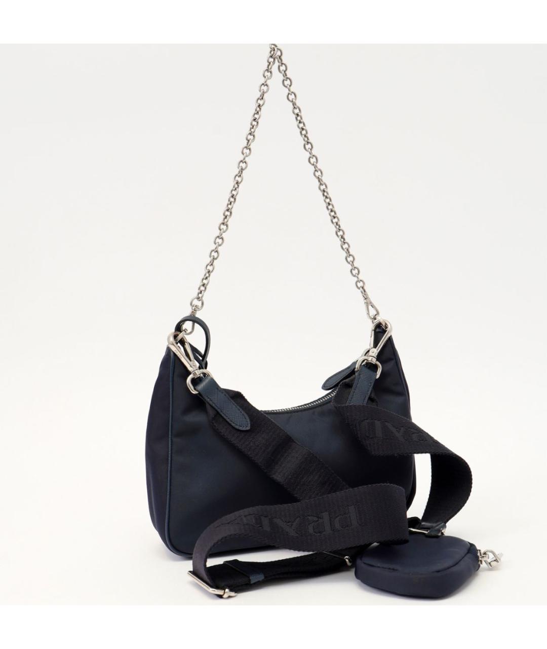 PRADA Темно-синяя тканевая сумка через плечо, фото 4