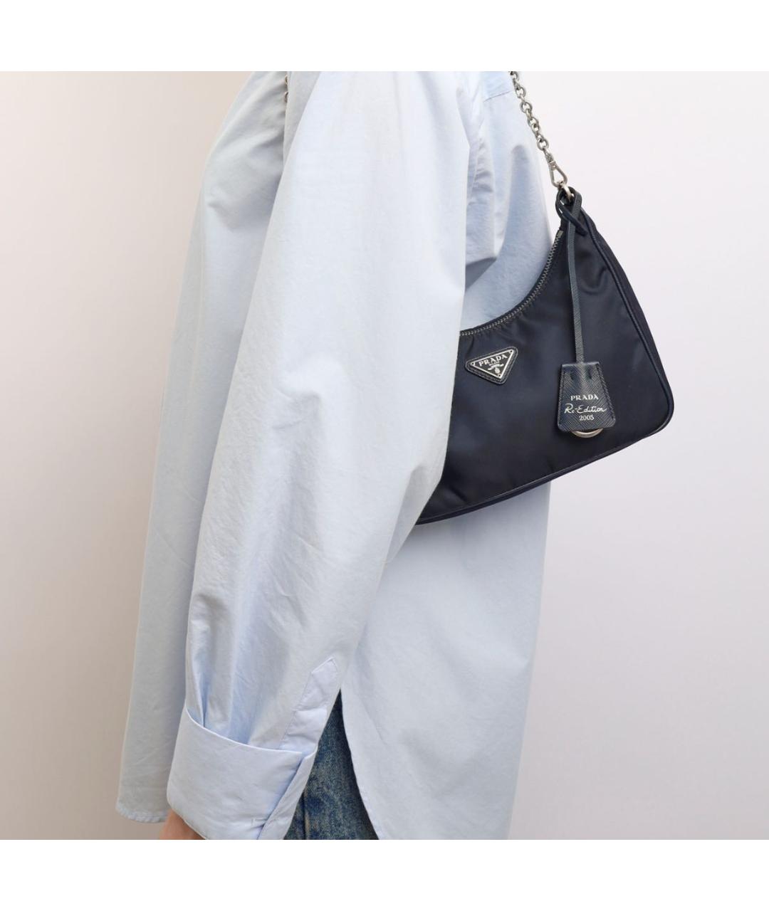 PRADA Темно-синяя тканевая сумка через плечо, фото 2