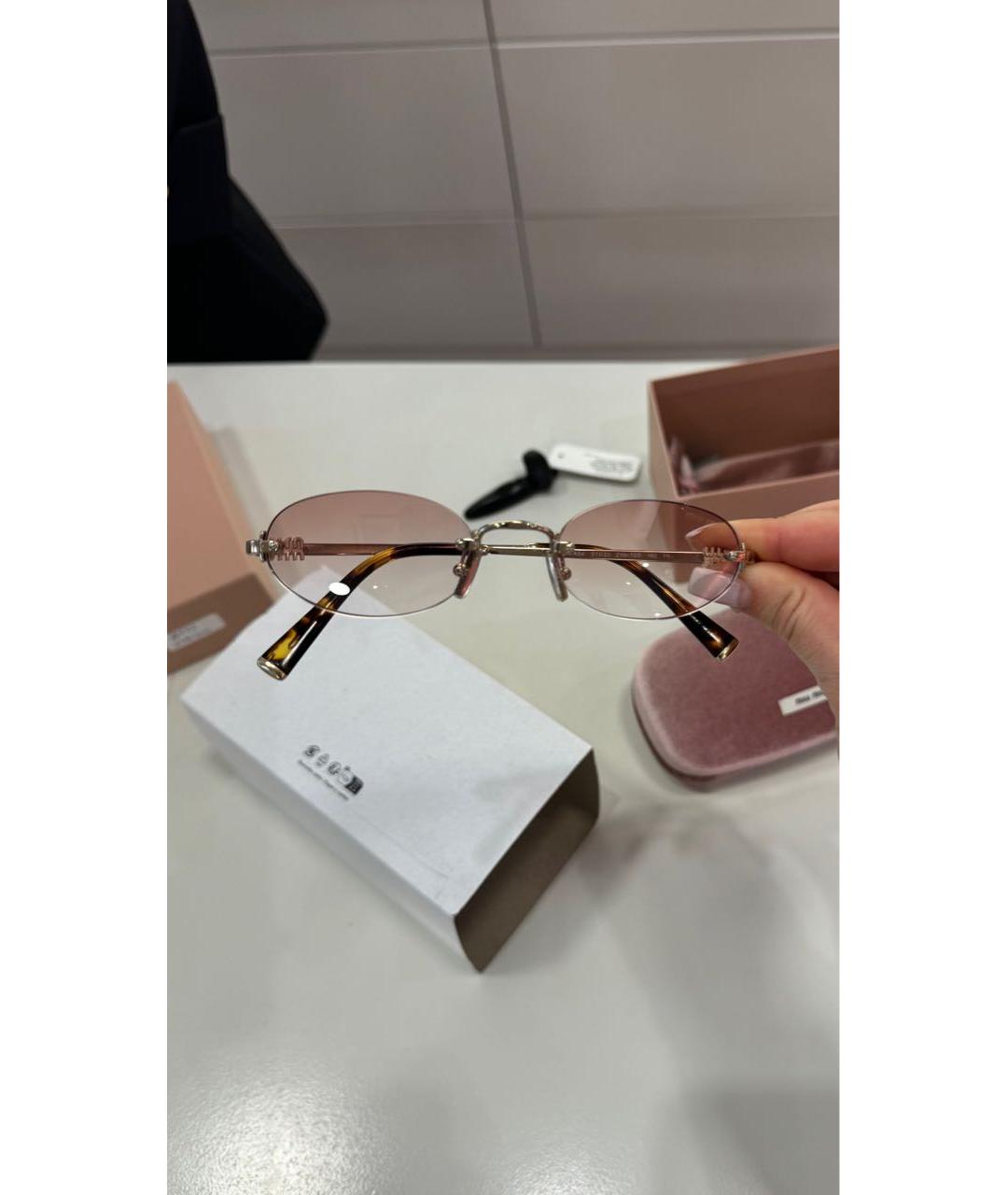 MIU MIU Розовые металлические солнцезащитные очки, фото 2