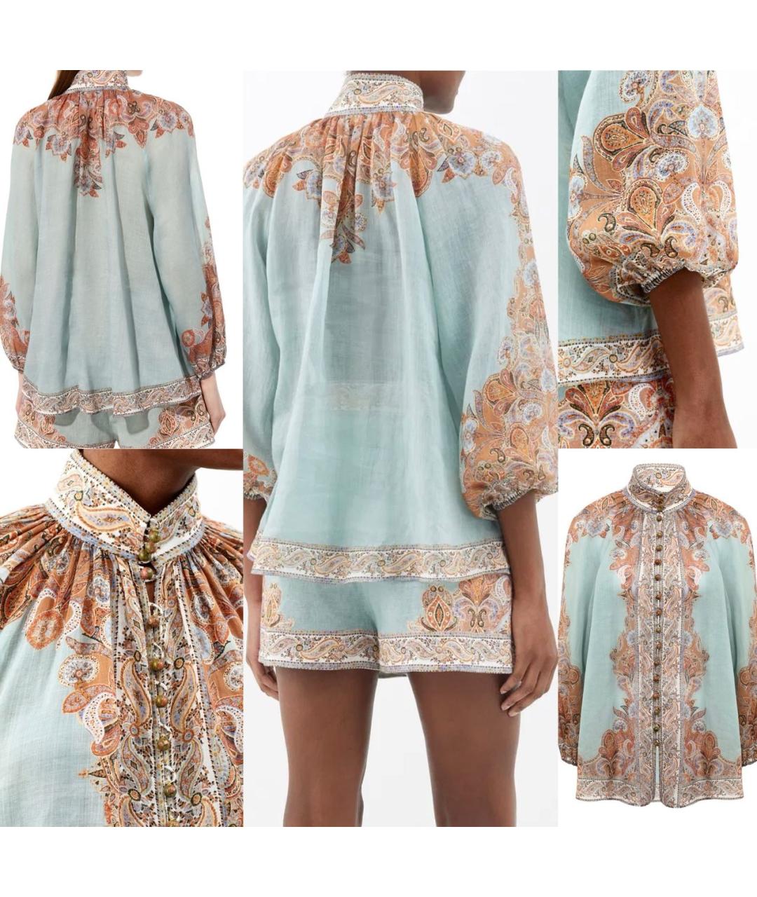 ZIMMERMANN Бирюзовая блузы, фото 4