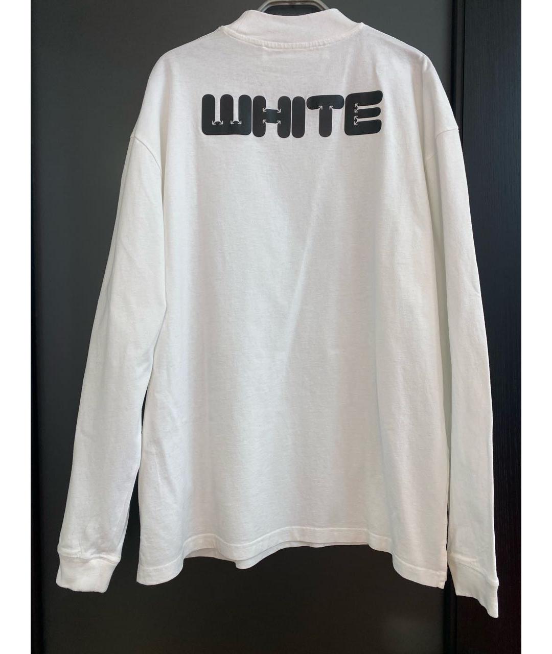 OFF-WHITE Белое хлопковое поло с длинным рукавом, фото 2