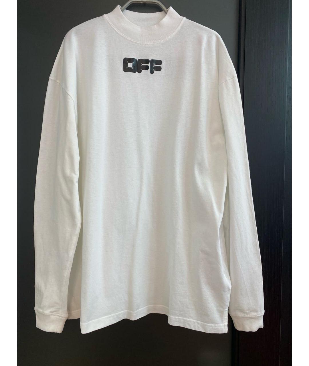 OFF-WHITE Белое хлопковое поло с длинным рукавом, фото 8