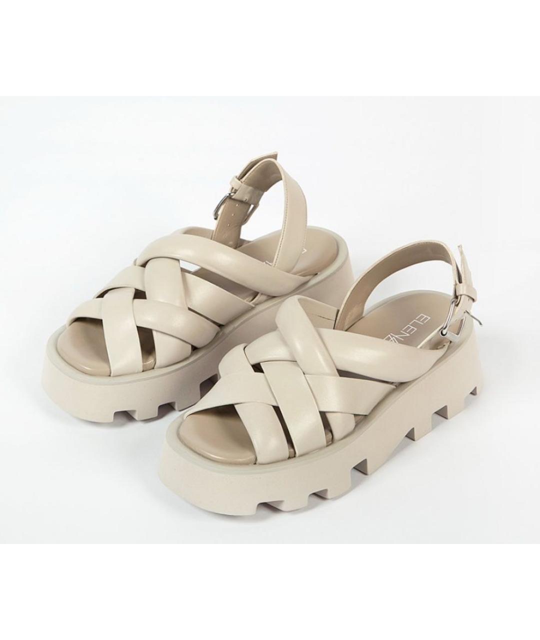 ELENA LACHI Бежевые кожаные сандалии, фото 2