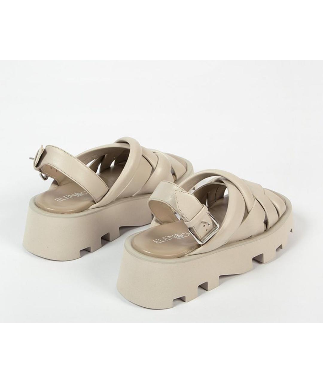 ELENA LACHI Бежевые кожаные сандалии, фото 4