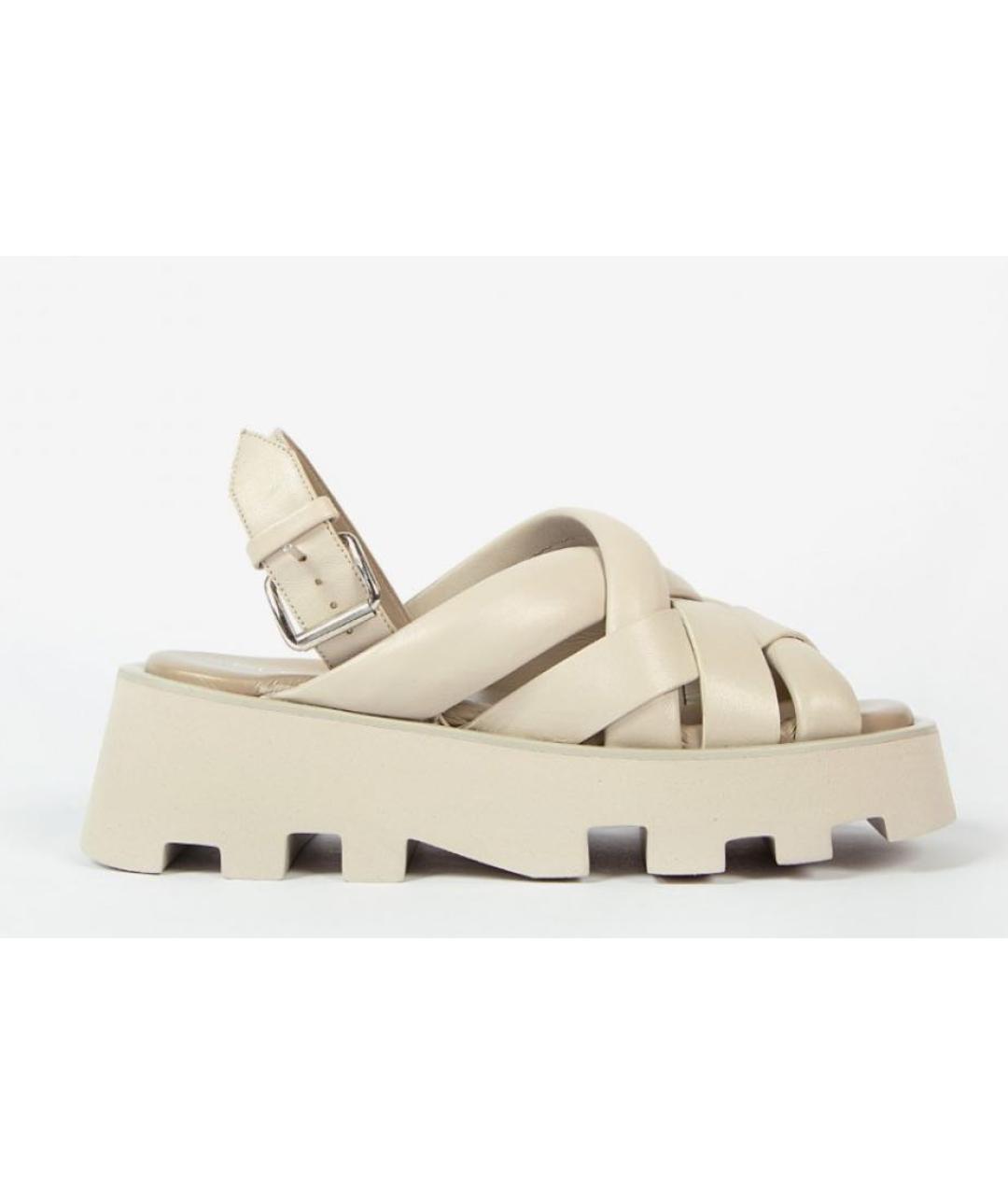 ELENA LACHI Бежевые кожаные сандалии, фото 7