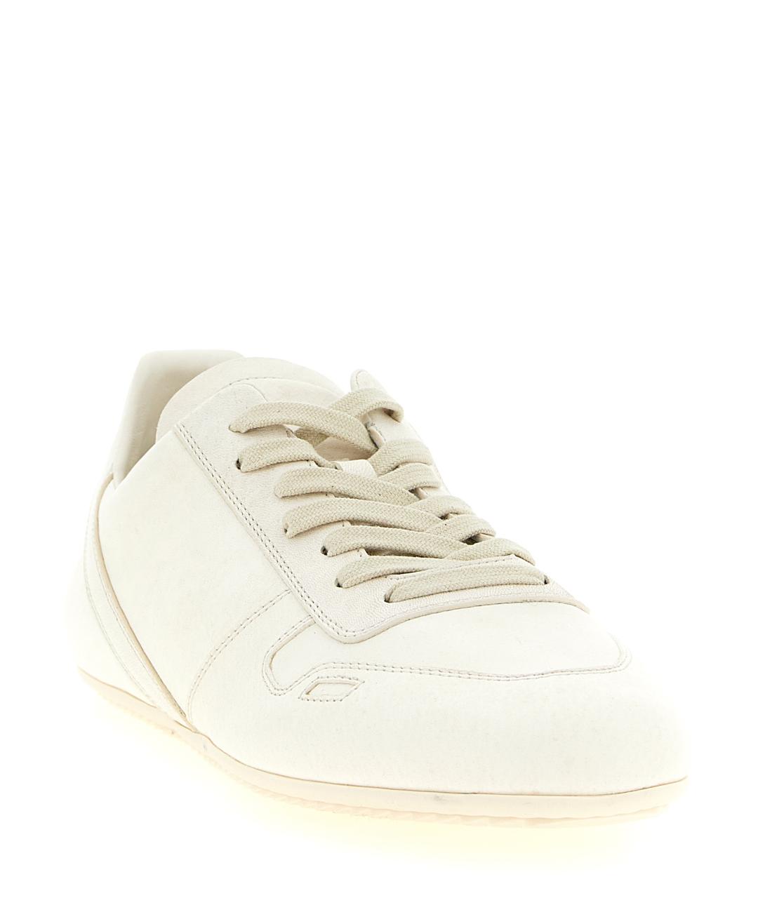 RICK OWENS Белые кожаные низкие кроссовки / кеды, фото 2