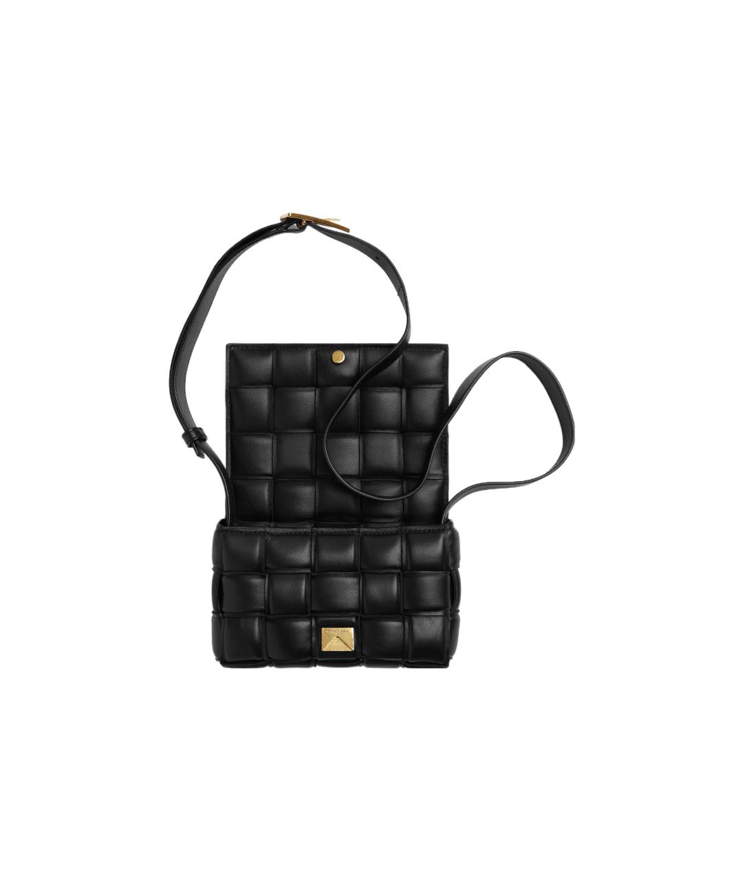 BOTTEGA VENETA Черная кожаная сумка через плечо, фото 4