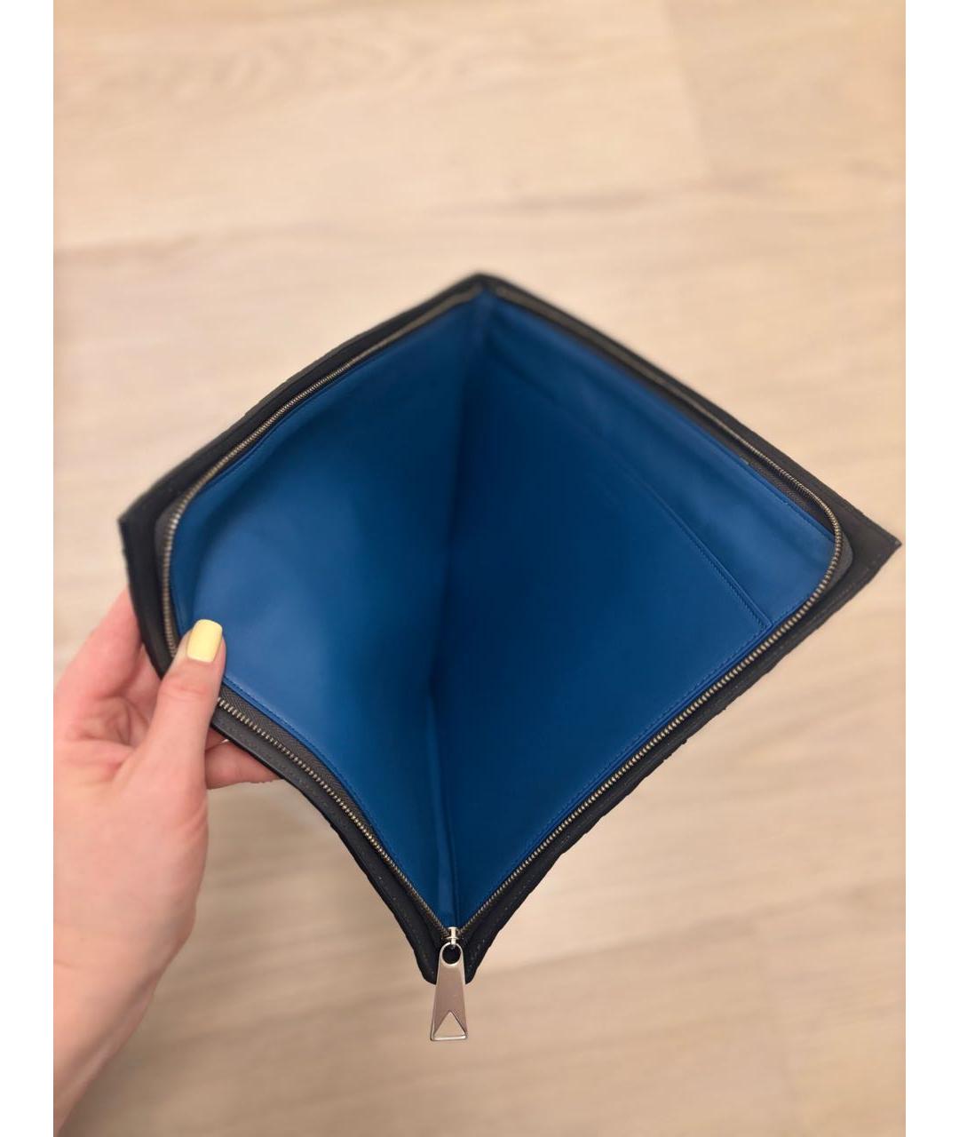 BOTTEGA VENETA Темно-синяя кожаная папка для документов, фото 4