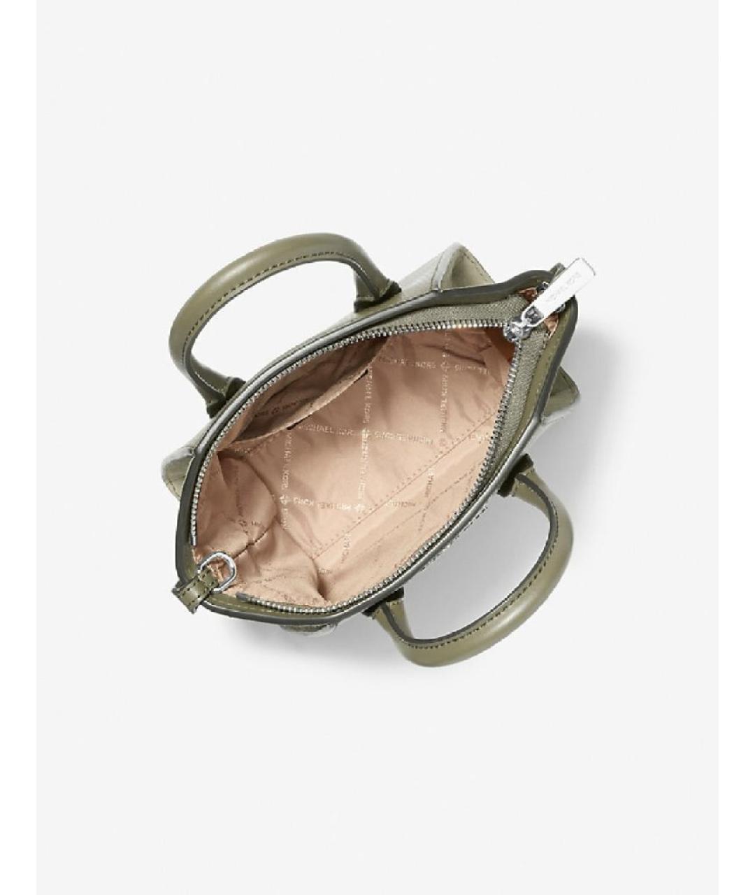MICHAEL KORS Хаки кожаная сумка с короткими ручками, фото 2