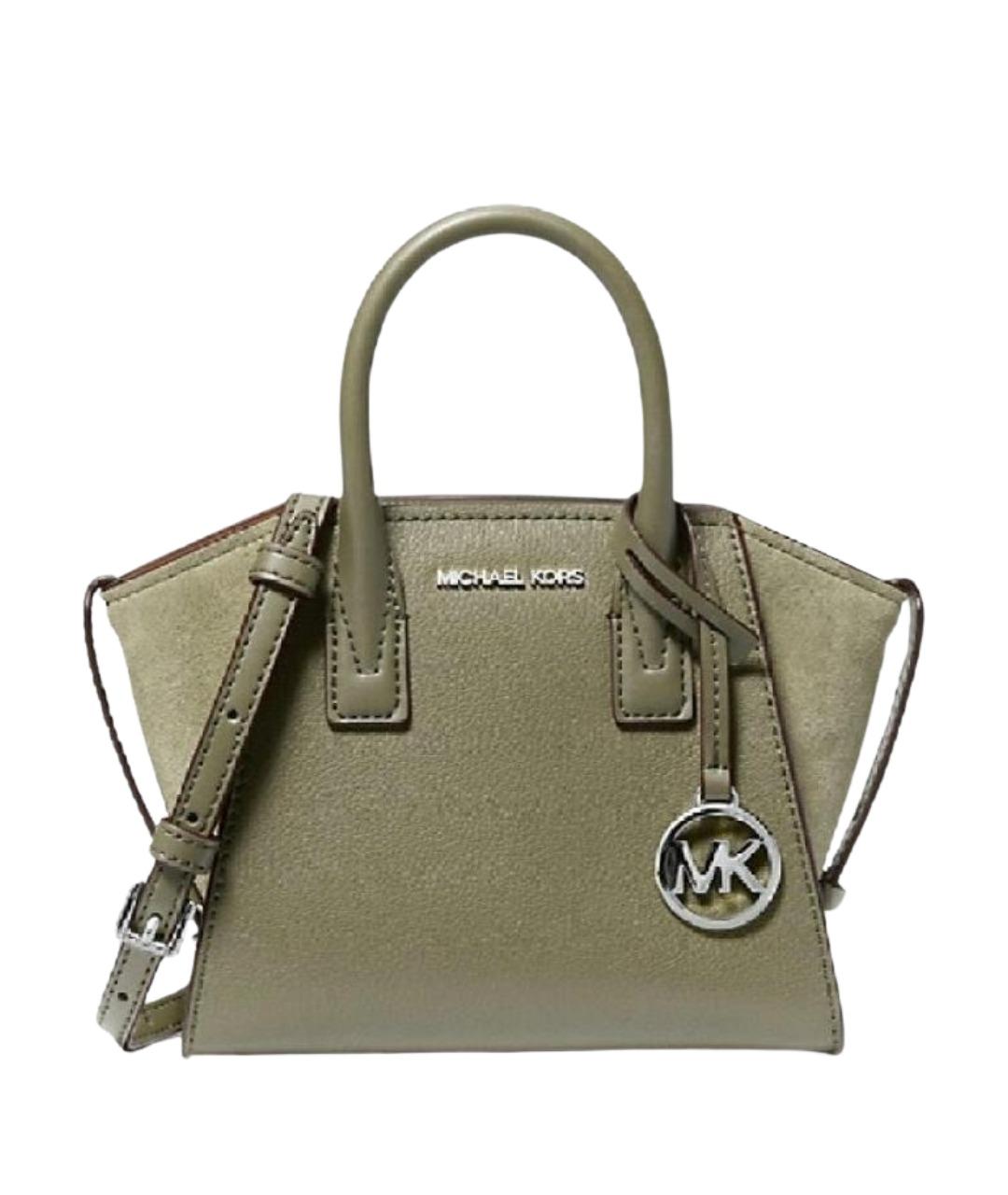 MICHAEL KORS Хаки кожаная сумка с короткими ручками, фото 1