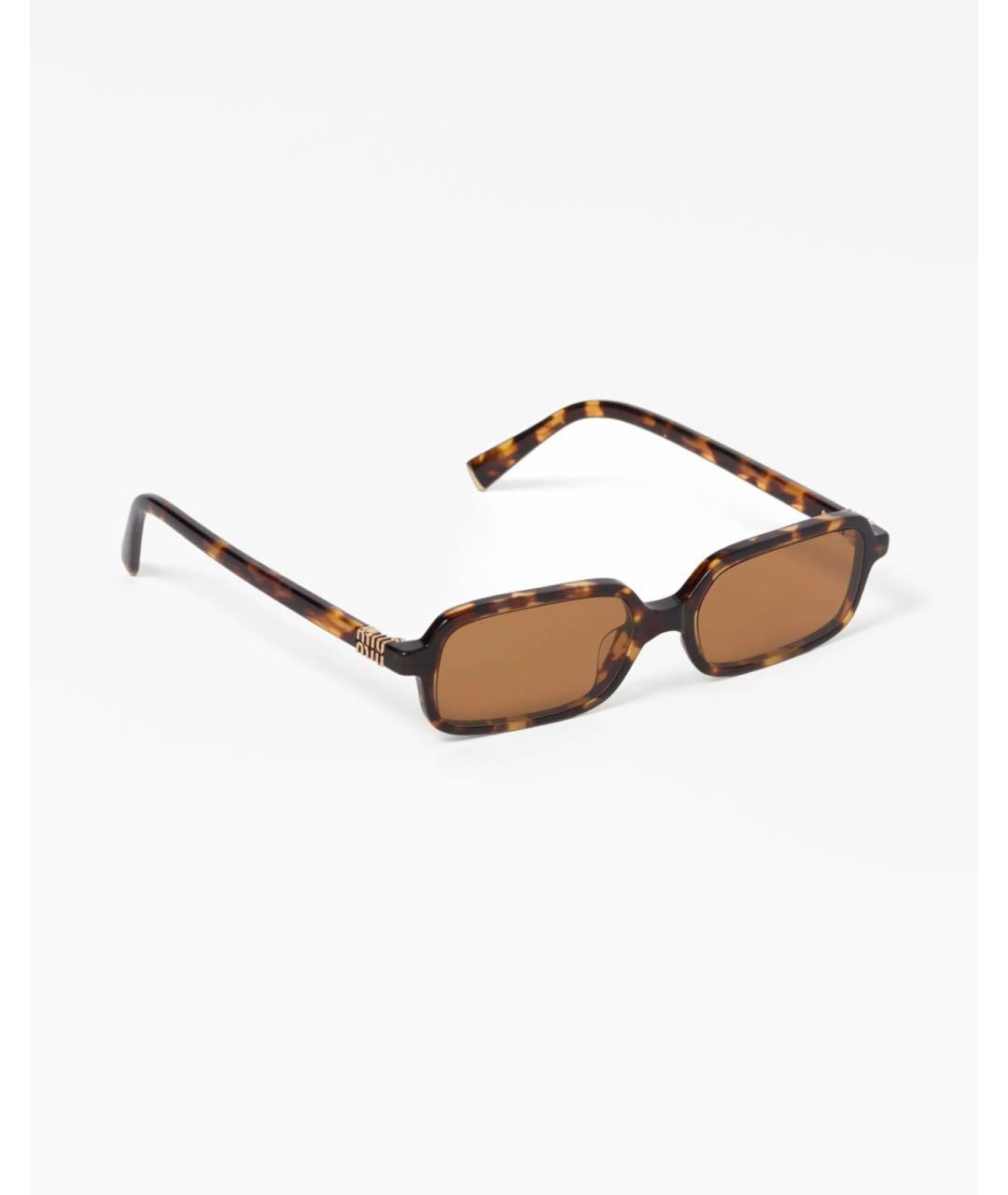 MIU MIU Коричневые пластиковые солнцезащитные очки, фото 5