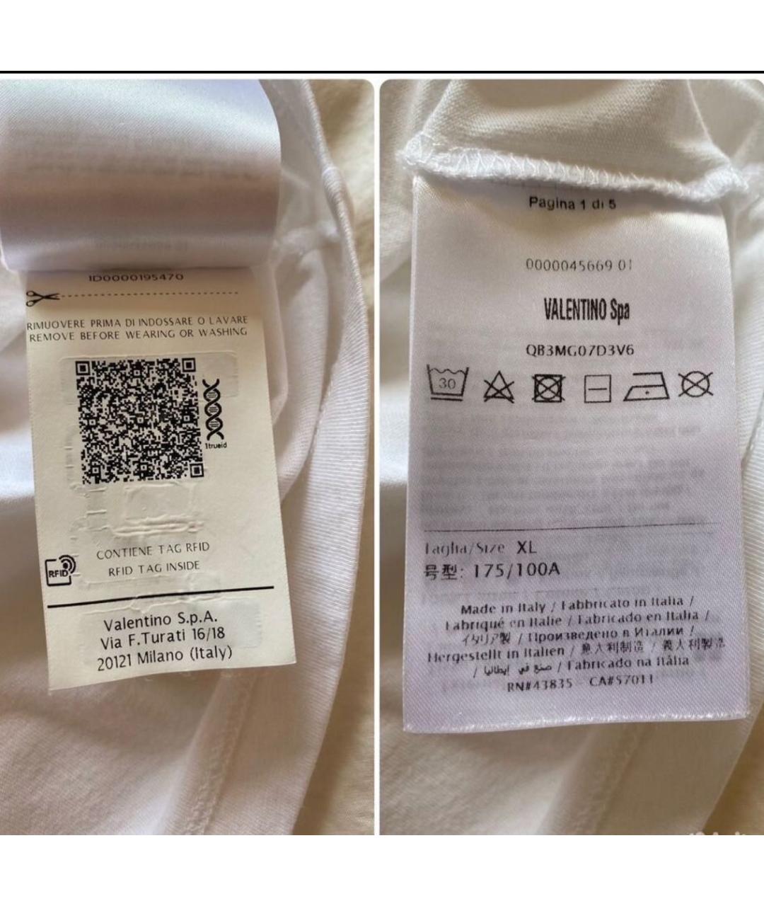 VALENTINO Белая хлопковая футболка, фото 7