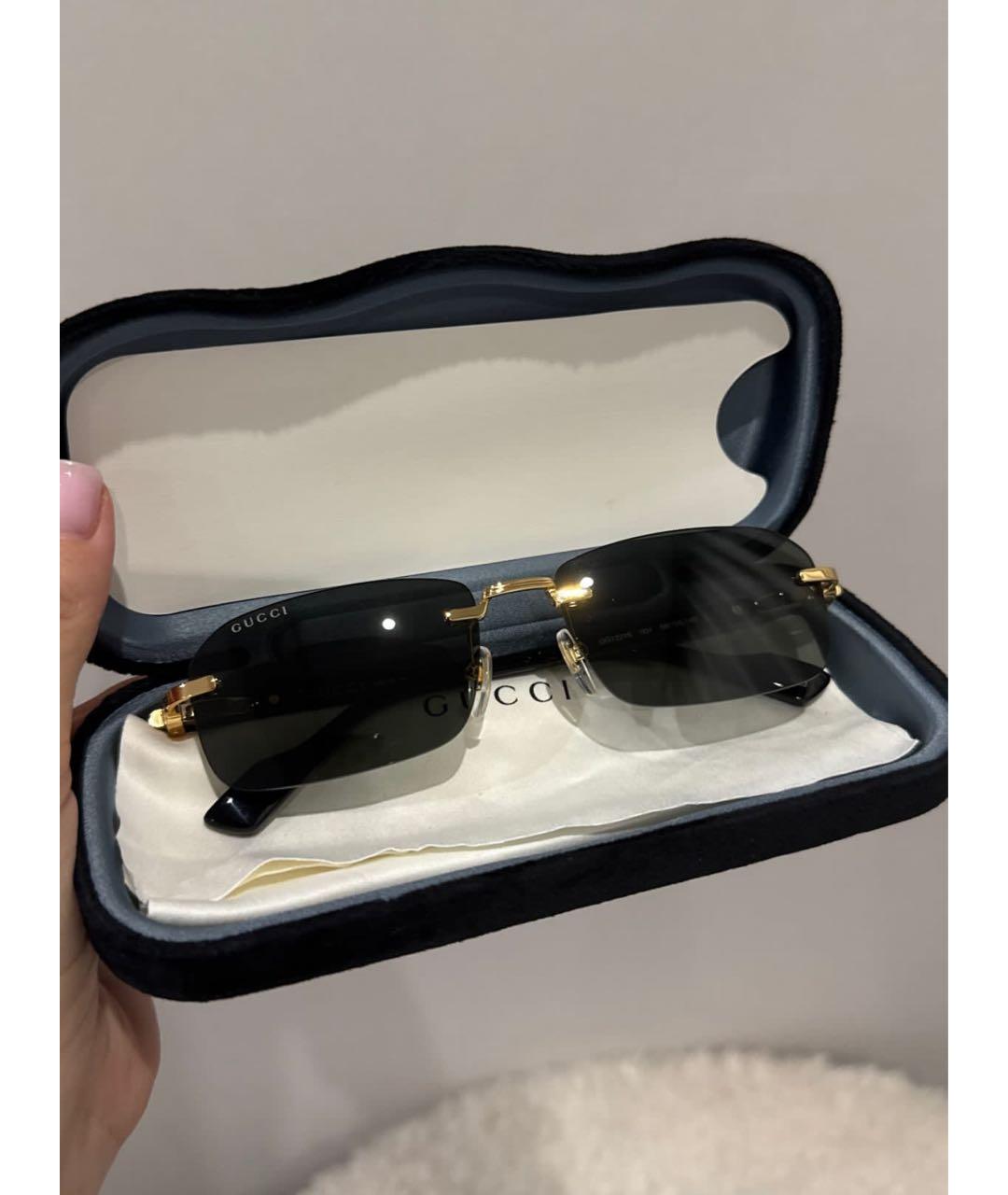 GUCCI Черные металлические солнцезащитные очки, фото 3