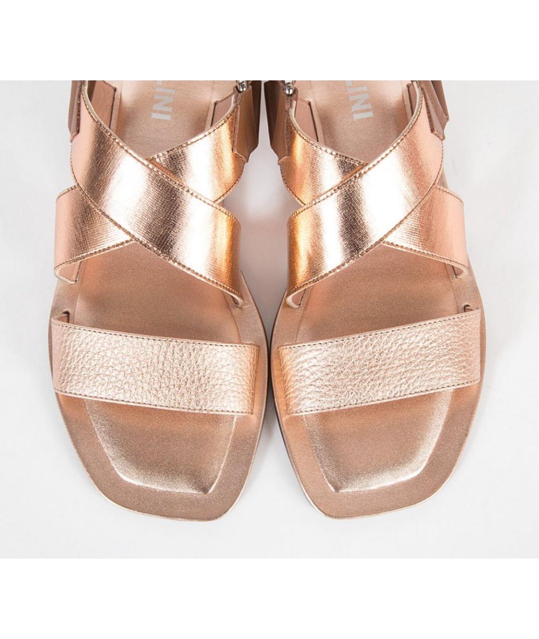 POLLINI Золотые кожаные сандалии, фото 3