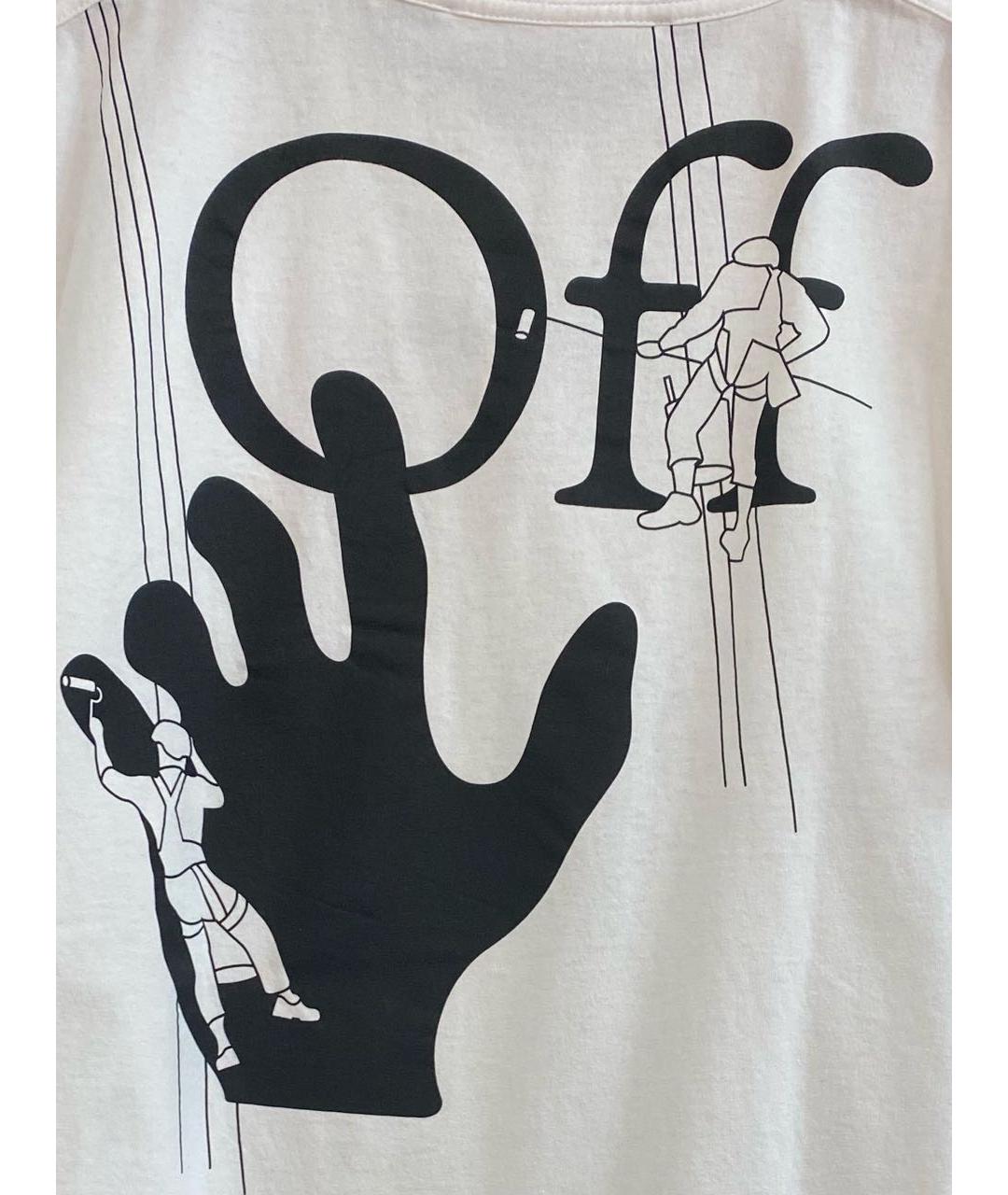 OFF-WHITE Белая хлопковая футболка, фото 4