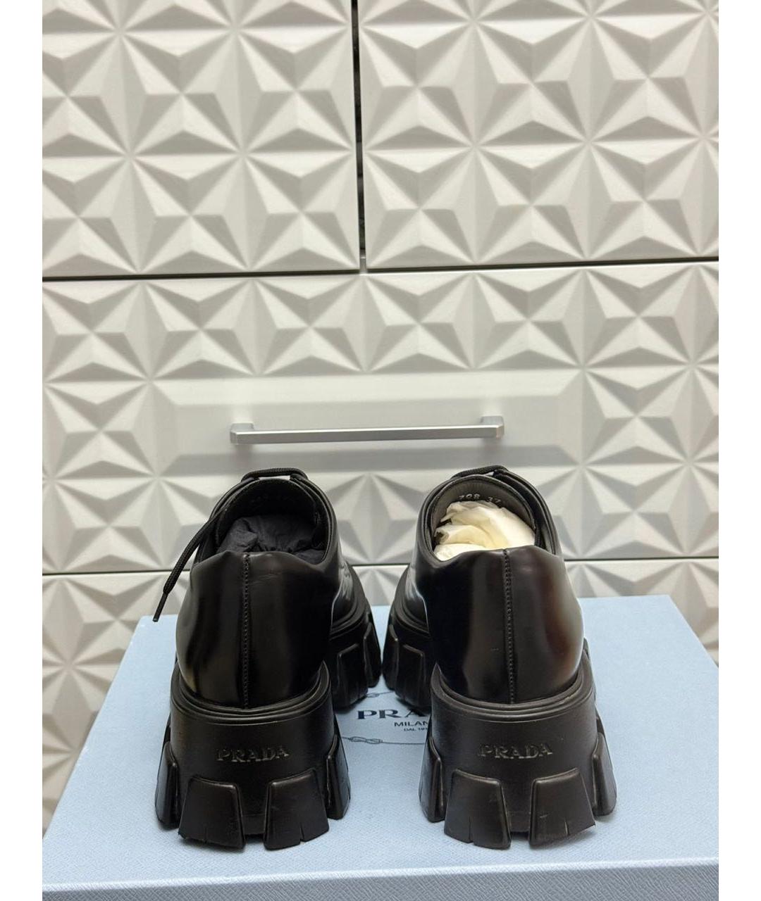 PRADA Черные кожаные ботинки, фото 5